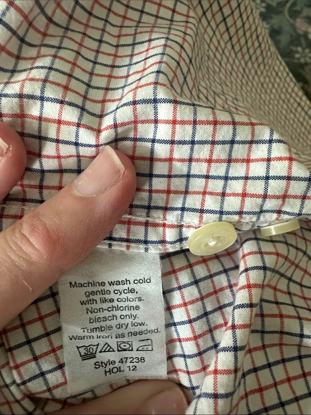 Jcrew Men's Button-Down Check Shirt - White & Red/Blue Check